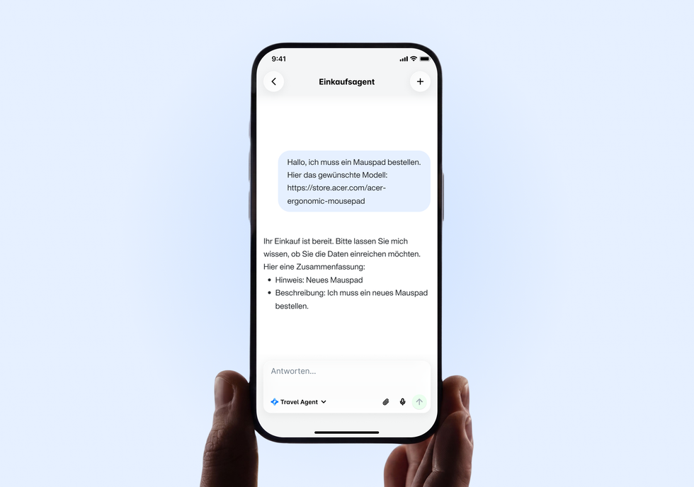 An image showing the conversational intake process of the Procurement AI Agent